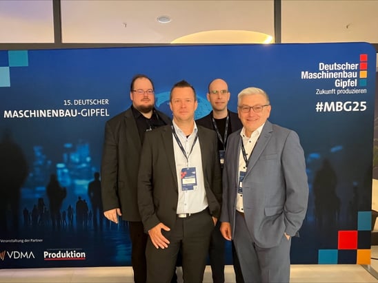 „Mittendrin statt nur dabei“ : Gregor Bransky von aiXbrain mit den Aachener Kollegen Martin Plutz von Maintastic, sowie&nbsp;Stipo Nad und Markus Günther von der INFORM GmbH.